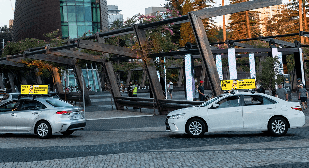 Perth is OK campaign on Shiine rideshare billboards